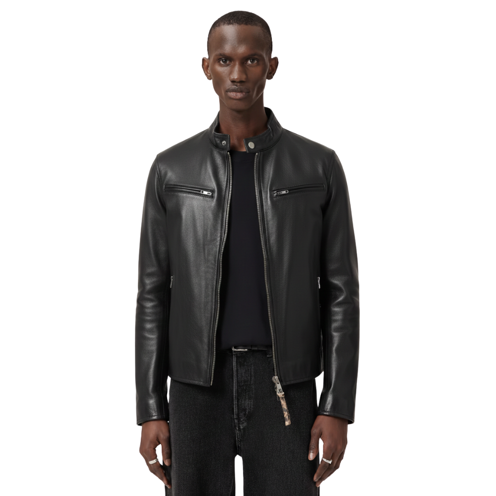 Men's Elite Nappa Leather Cafe Racer Jacket | Slim-Fit Black Moto