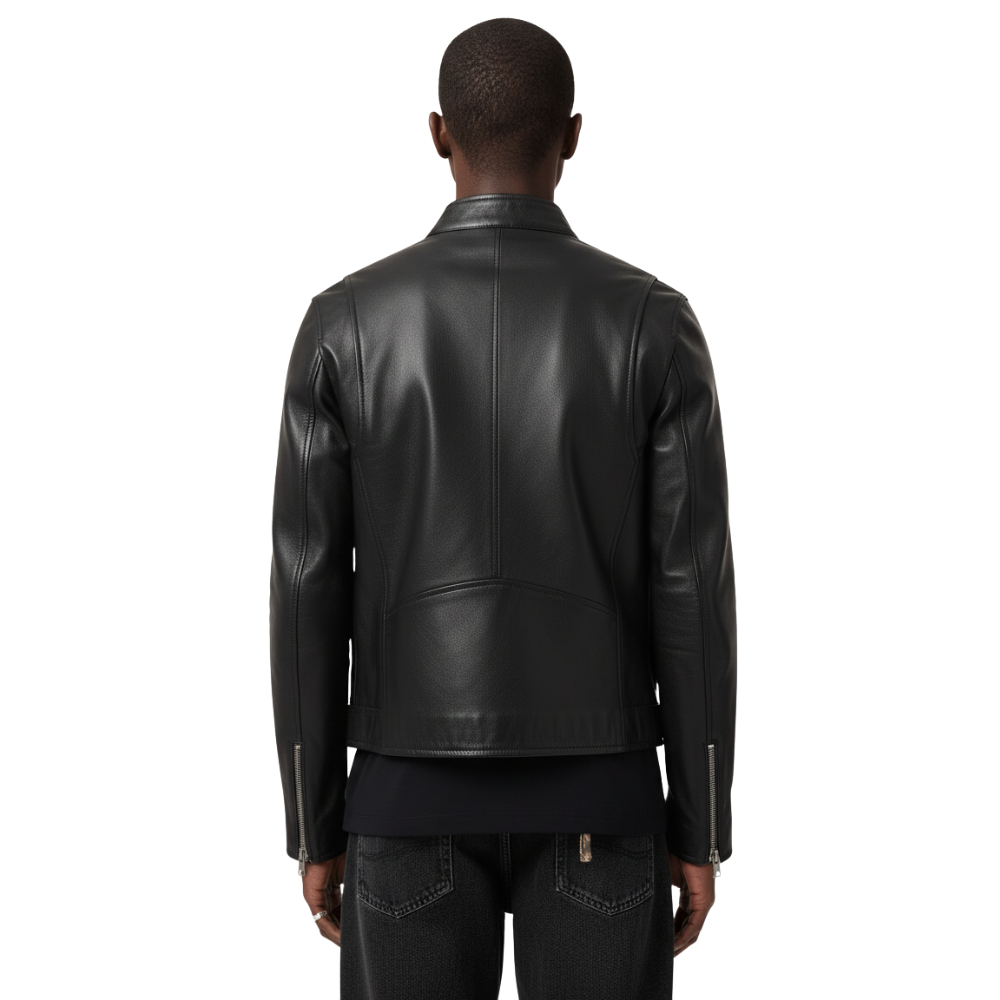 Men's Elite Nappa Leather Cafe Racer Jacket | Slim-Fit Black Moto