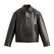 Men's Minimalist Boxy Leather Jacket | Dark Espresso