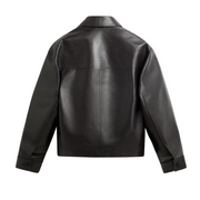 Men's Minimalist Boxy Leather Jacket | Dark Espresso