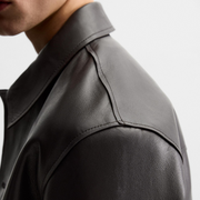 Men's Minimalist Boxy Leather Jacket | Dark Espresso