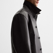 Men's Minimalist Boxy Leather Jacket | Dark Espresso