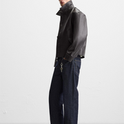 Men's Minimalist Boxy Leather Jacket | Dark Espresso