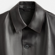 Men's Minimalist Boxy Leather Jacket | Dark Espresso