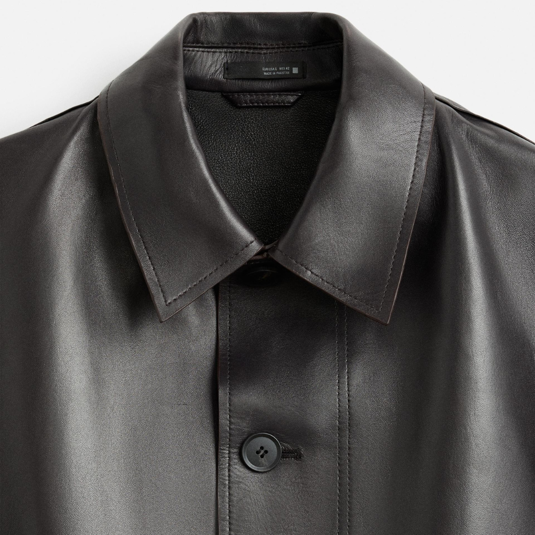 Men's Minimalist Boxy Leather Jacket | Dark Espresso