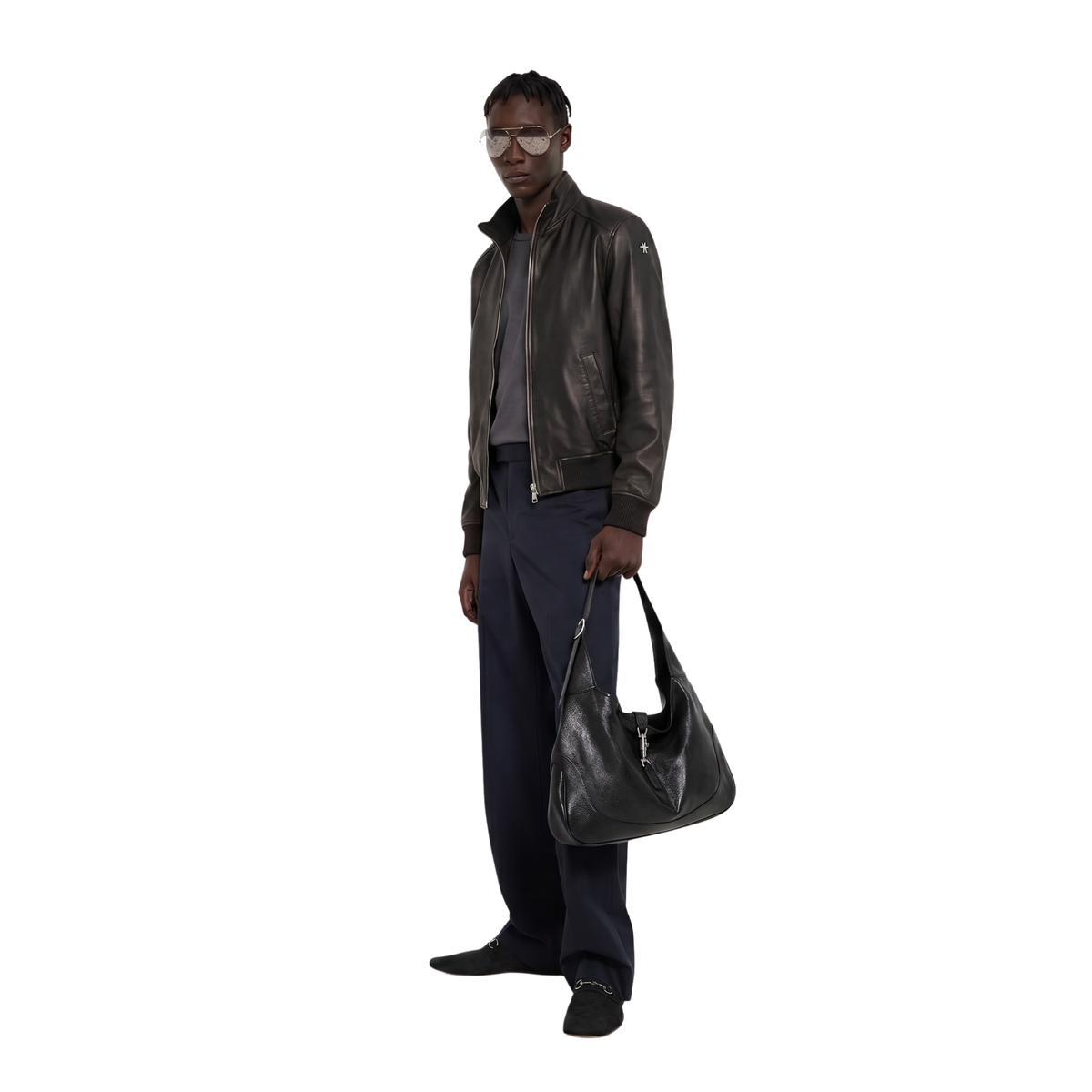 Men's Vintage Sheep Aniline Leather Bomber Jacket
