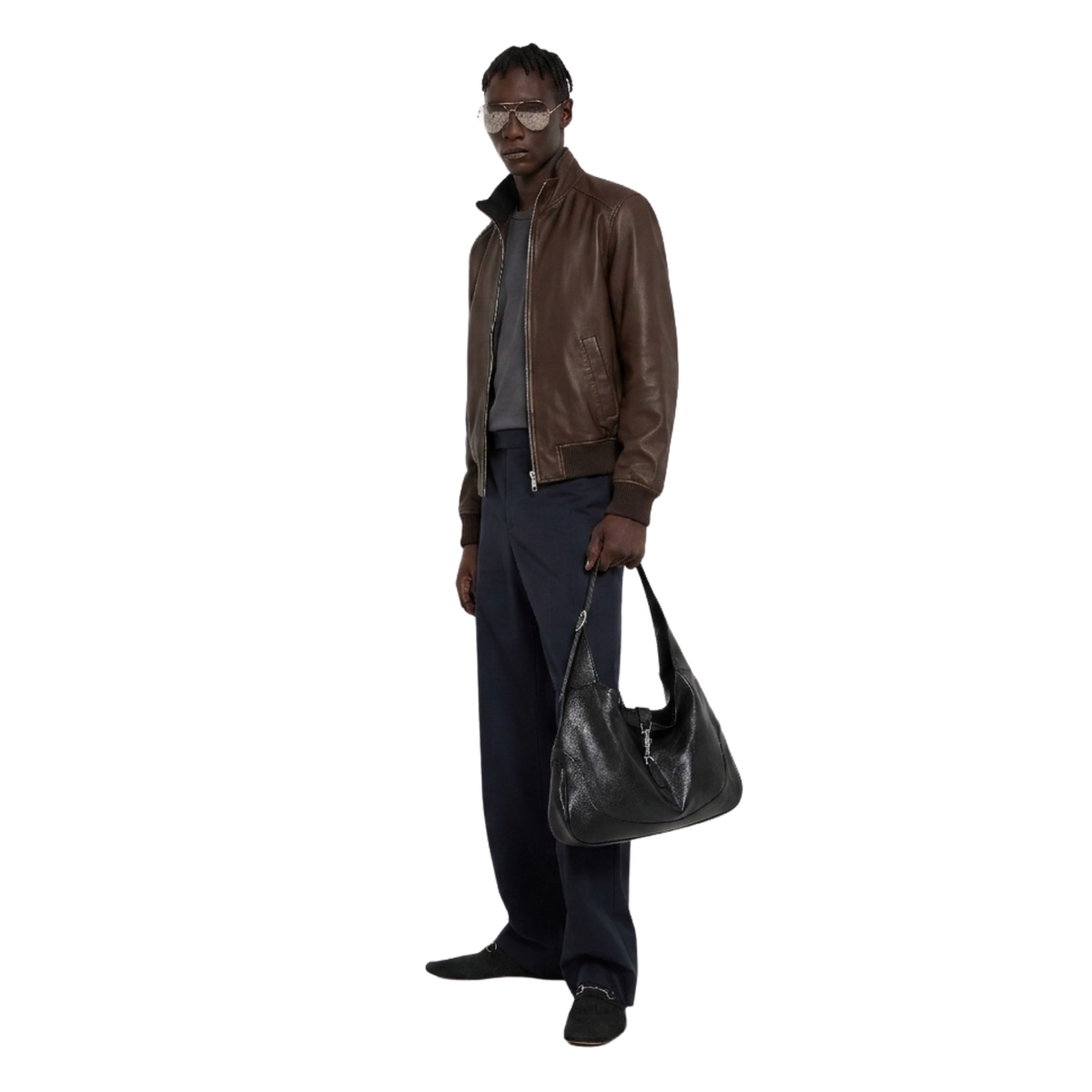 Men's Vintage Sheep Aniline Leather Bomber Jacket