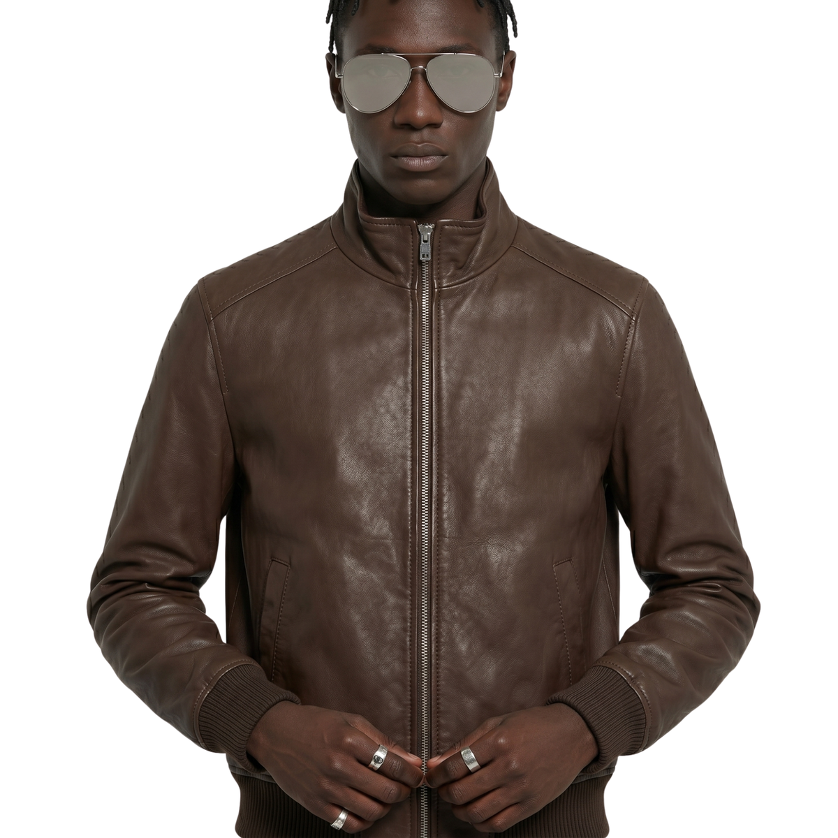 Men's Vintage Sheep Aniline Leather Bomber Jacket