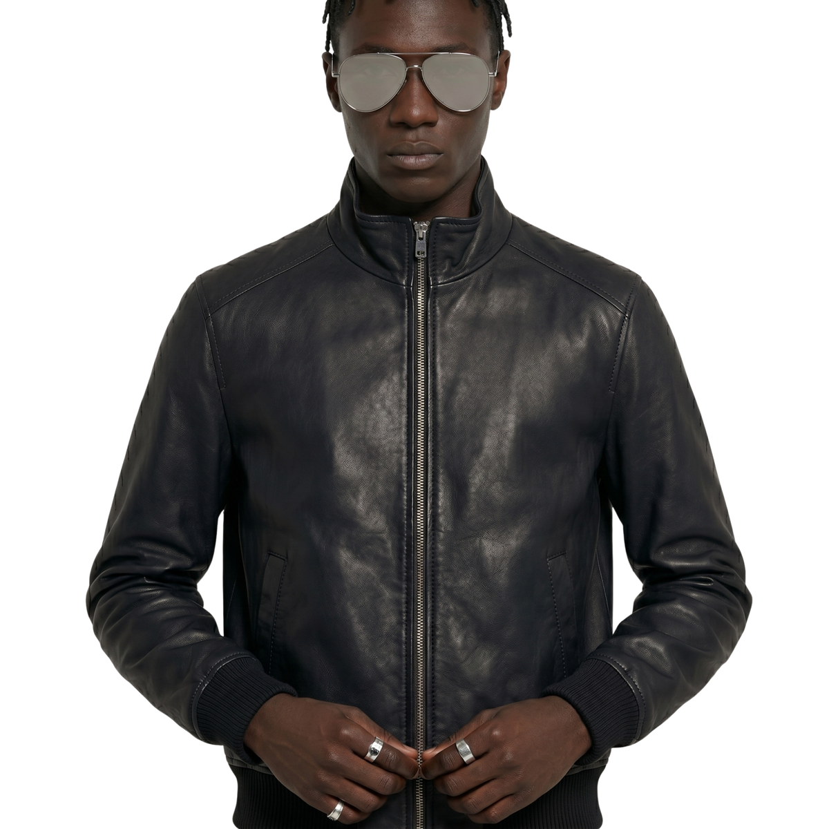 Men's Vintage Sheep Aniline Leather Bomber Jacket