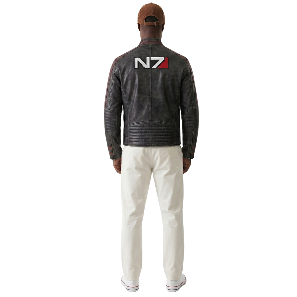 Blouson en cuir vieilli N7 Mass Effect pour homme