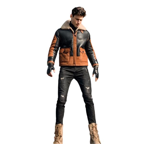 B3 Thickened Shearling Bomber Air Force Flight Leather Jacket