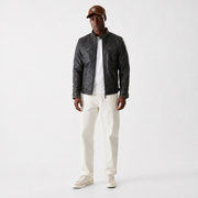 Men's Distressed Black Leather Jacket | Vintage Cafe Racer