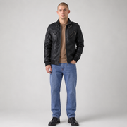 Men's Military Leather Jacket with Removable Hood | 2-in-1 Bomber