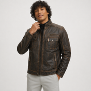 Men's Distressed Brown Leather Motorcycle Jacket | Rugged Cafe Racer