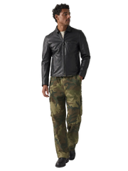 Men's Classic Leather Cafe Racer Motorcycle Jacket