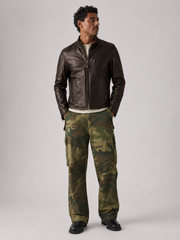 Men's Classic Leather Cafe Racer Motorcycle Jacket
