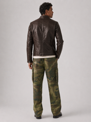 Men's Classic Leather Cafe Racer Motorcycle Jacket