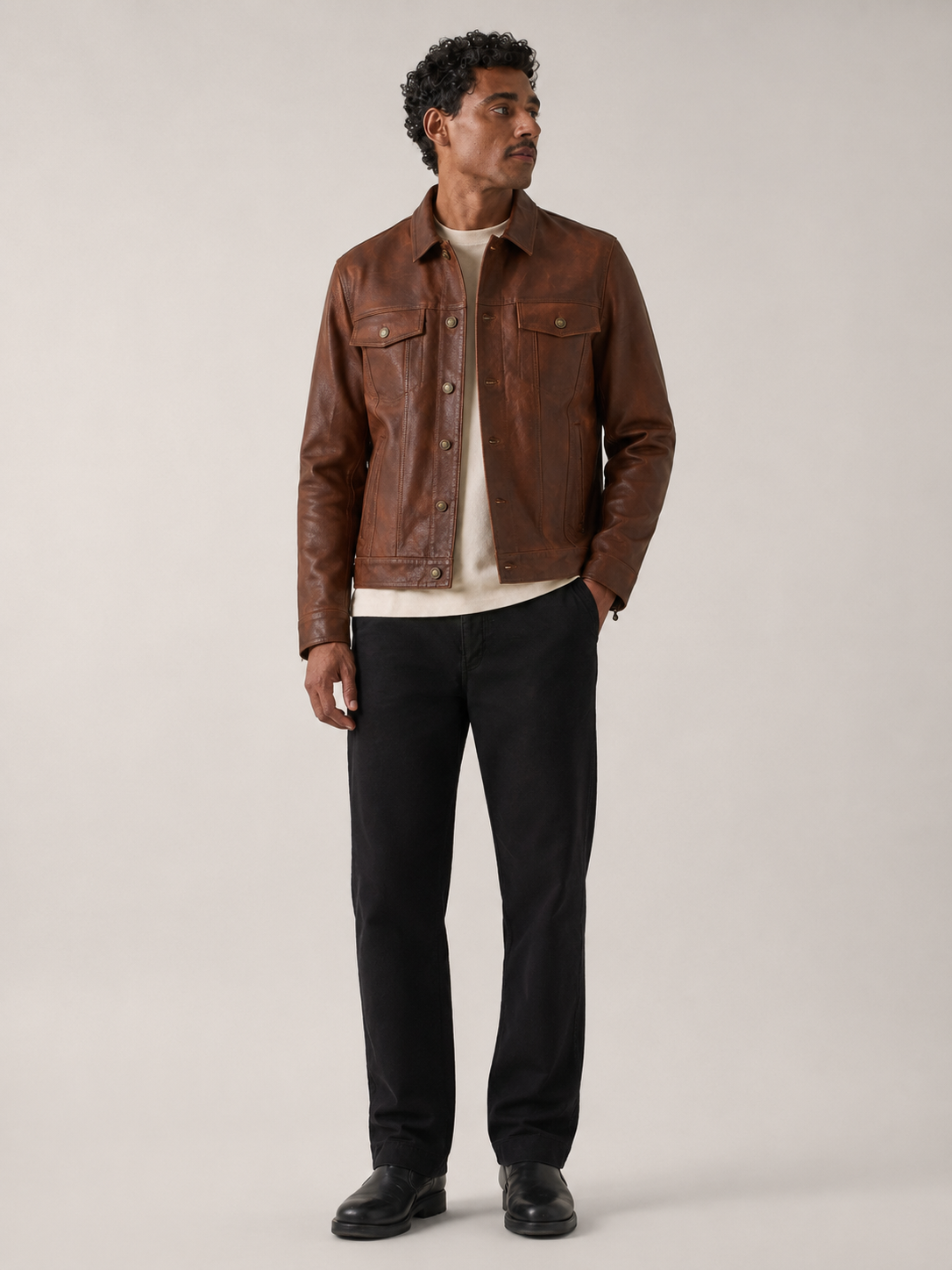 Men's Vintage Drag Rugged Motorcycle Leather Jacket