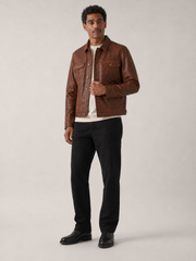 Men's Vintage Drag Rugged Motorcycle Leather Jacket