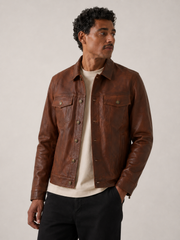 Men's Vintage Drag Rugged Motorcycle Leather Jacket