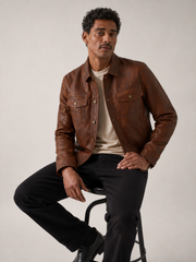 Men's Vintage Drag Rugged Motorcycle Leather Jacket