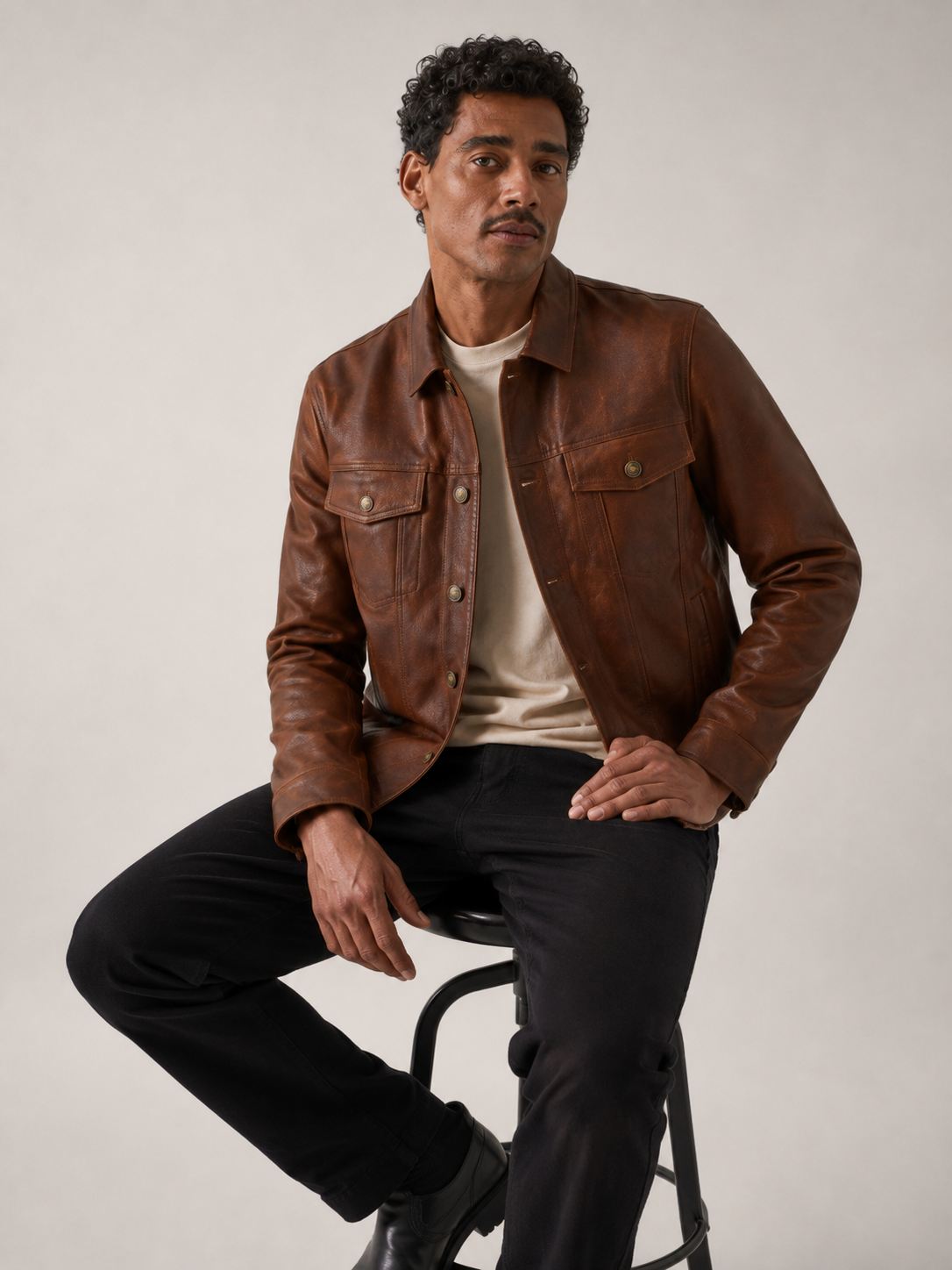 Men's Vintage Drag Rugged Motorcycle Leather Jacket