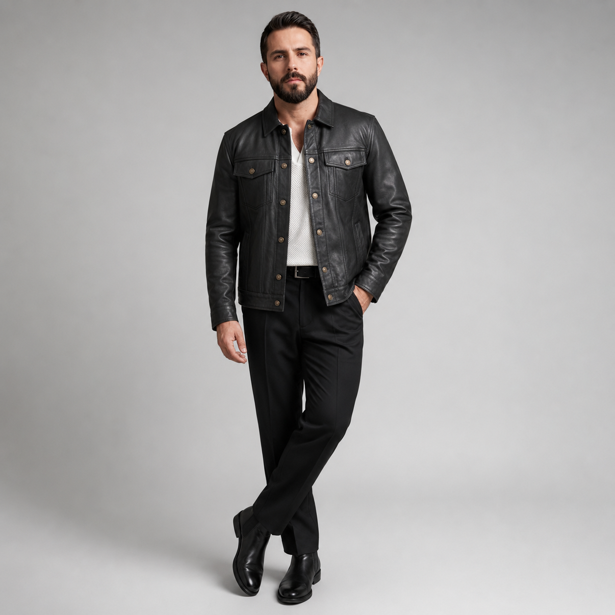 Men's Vintage Drag Rugged Motorcycle Leather Jacket