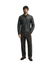 Men's Vintage Lycra Rugged Motorcycle Leather Jacket
