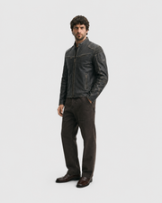 Men's Vintage Lycra Rugged Motorcycle Leather Jacket