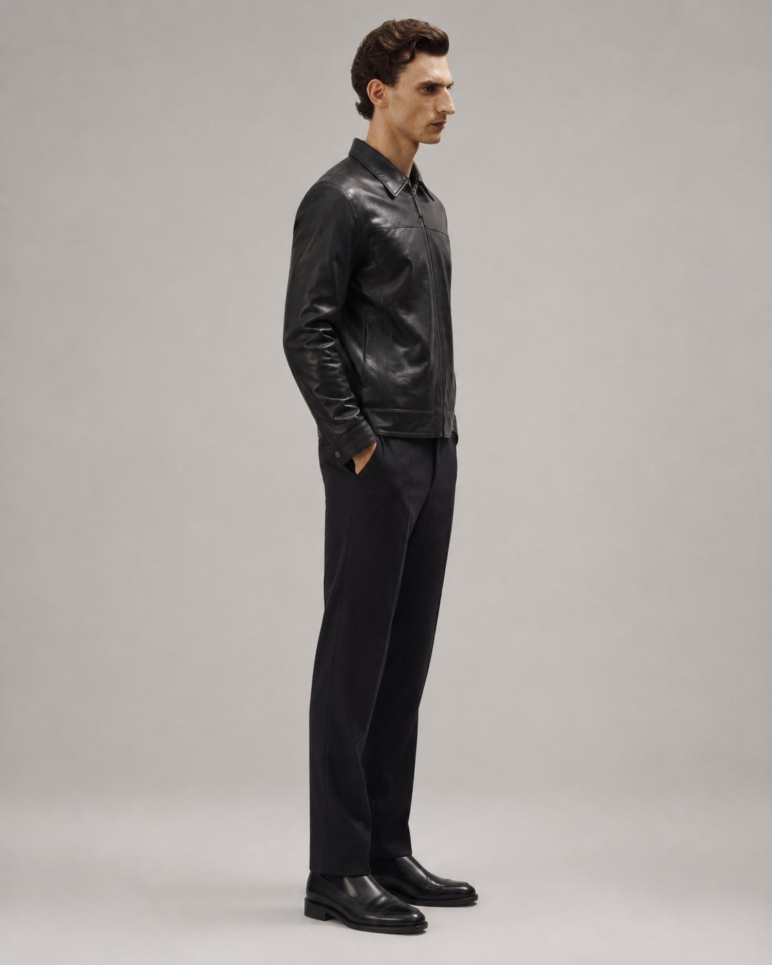 Men's Minimalist Premium Nappa Leather Casual Shirt-Collar Jacket