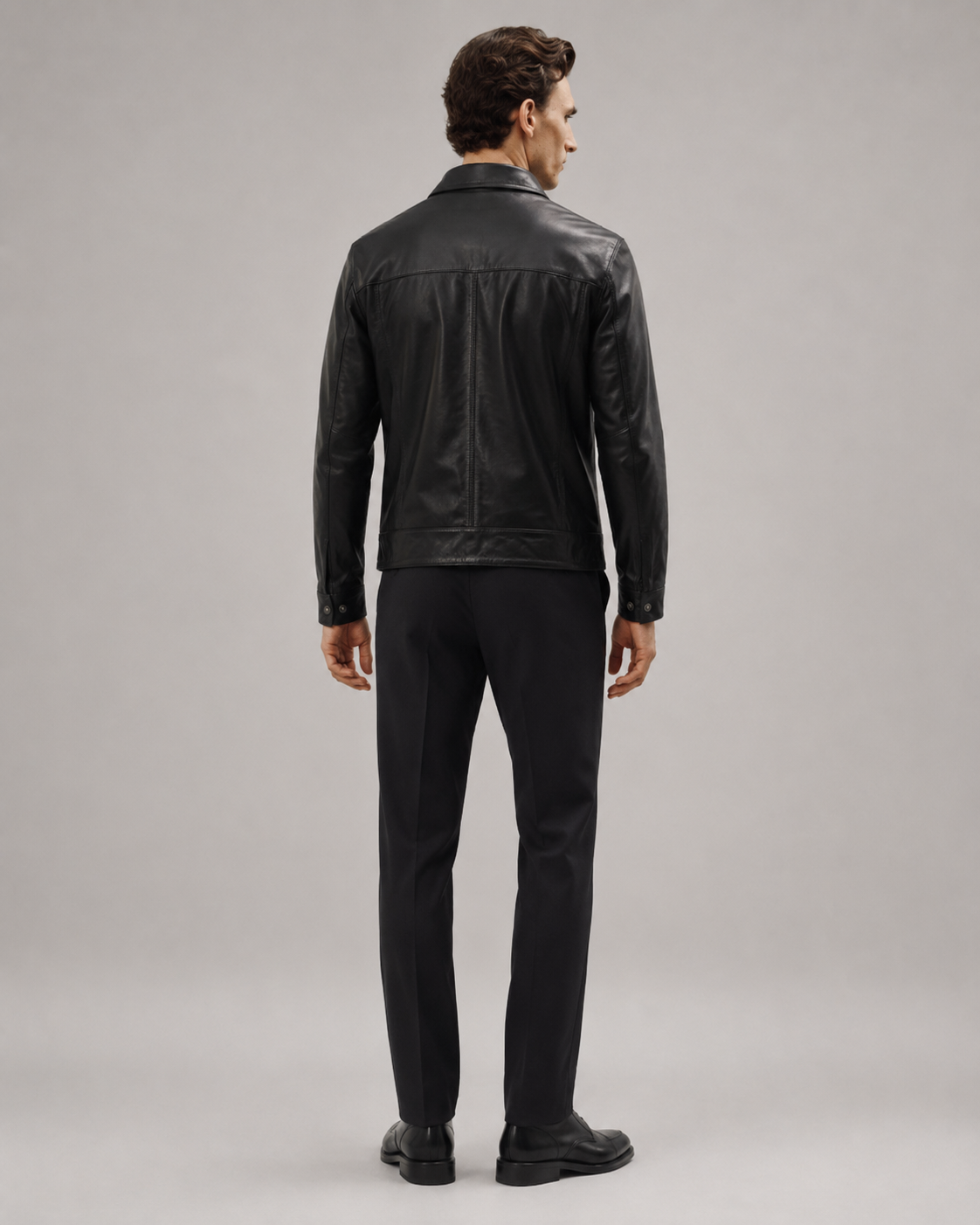 Men's Minimalist Premium Nappa Leather Casual Shirt-Collar Jacket