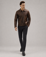 Men's Minimalist Premium Nappa Leather Casual Shirt-Collar Jacket
