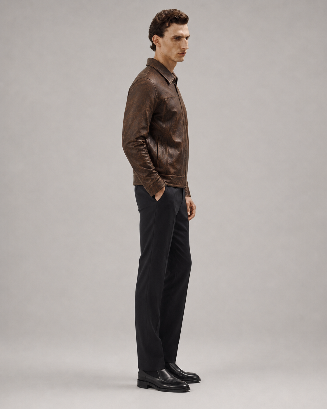 Men's Minimalist Premium Nappa Leather Casual Shirt-Collar Jacket