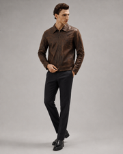 Men's Minimalist Premium Nappa Leather Casual Shirt-Collar Jacket