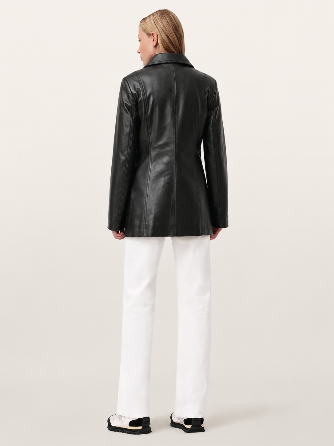 Veste de blazer noire en cuir pour femme - Sydney