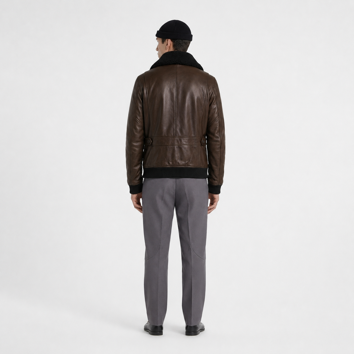 Men's Classic Leather Aviator Flight Bomber Jacket