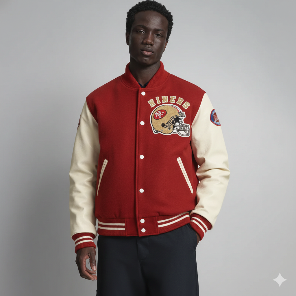 Blouson bomber universitaire pour hommes – Fans de football de San Francisco