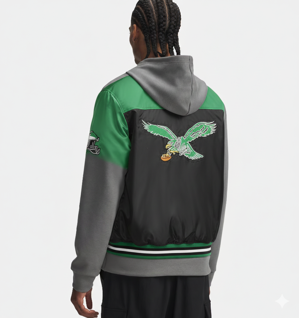 Blouson universitaire Renegade Philadelphia pour homme | Blouson aviateur style universitaire Eagles