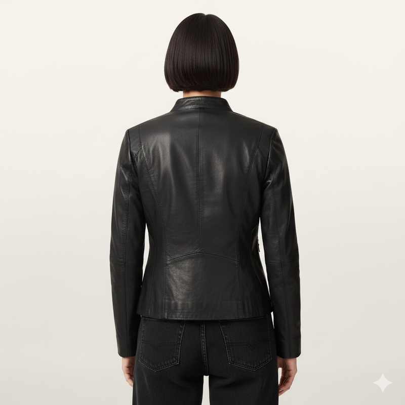 Women’s Cafe Racer Biker Leather Jacket