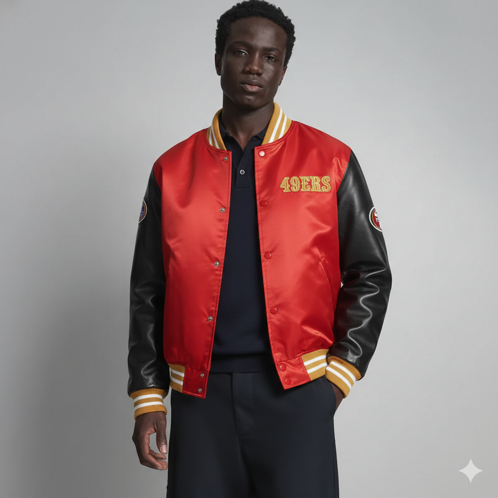 Blouson bomber universitaire pour hommes – Fans de football de San Francisco