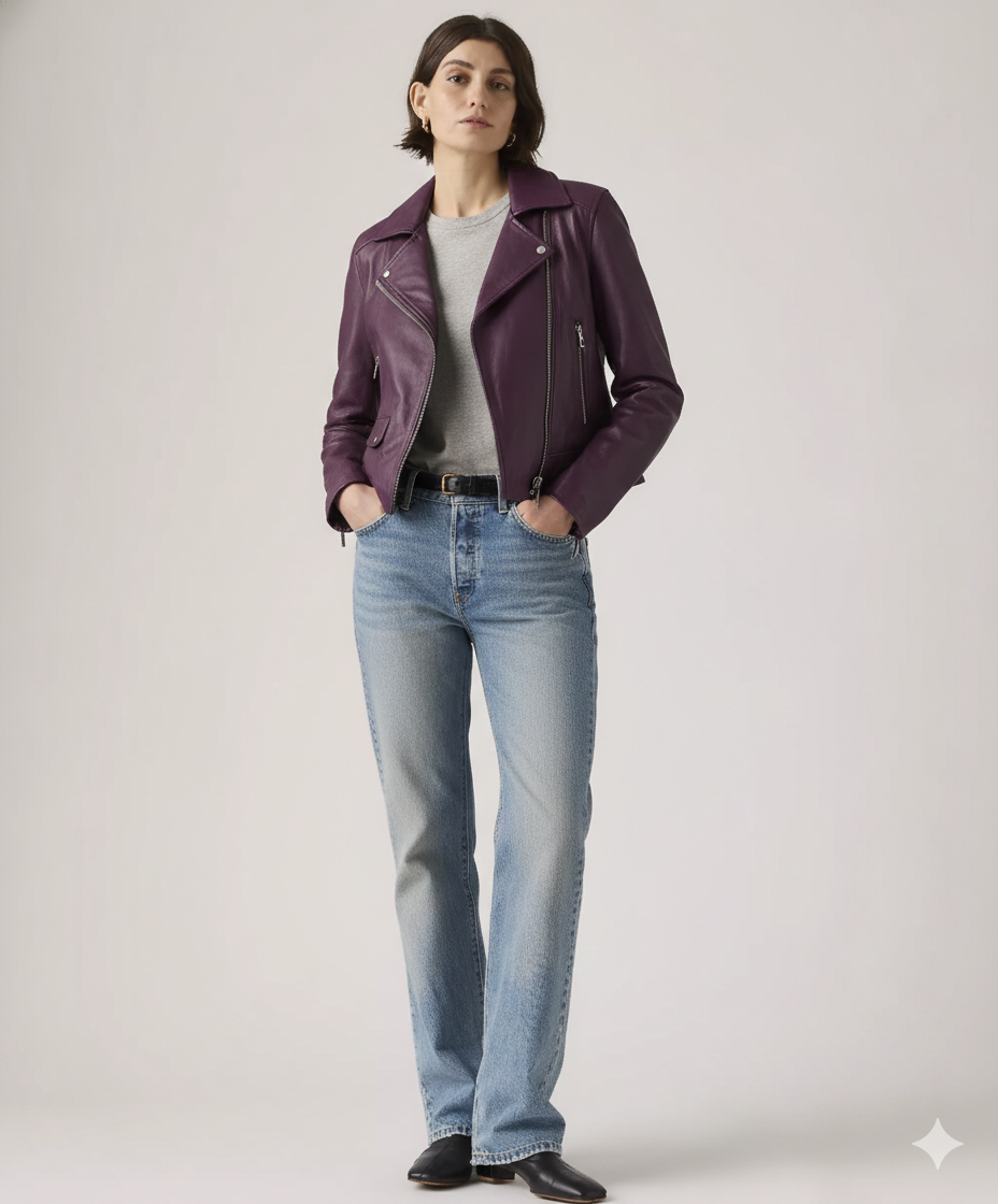Women's Stella Classic Asymmetric Leather Moto Jacket