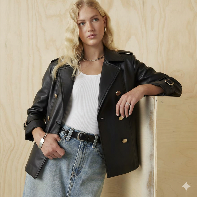 Women's Faux Leather Biker Jacket - York