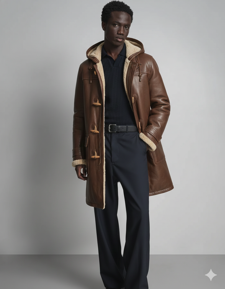 Men's Limited Edition Brown Bane Leather Coat