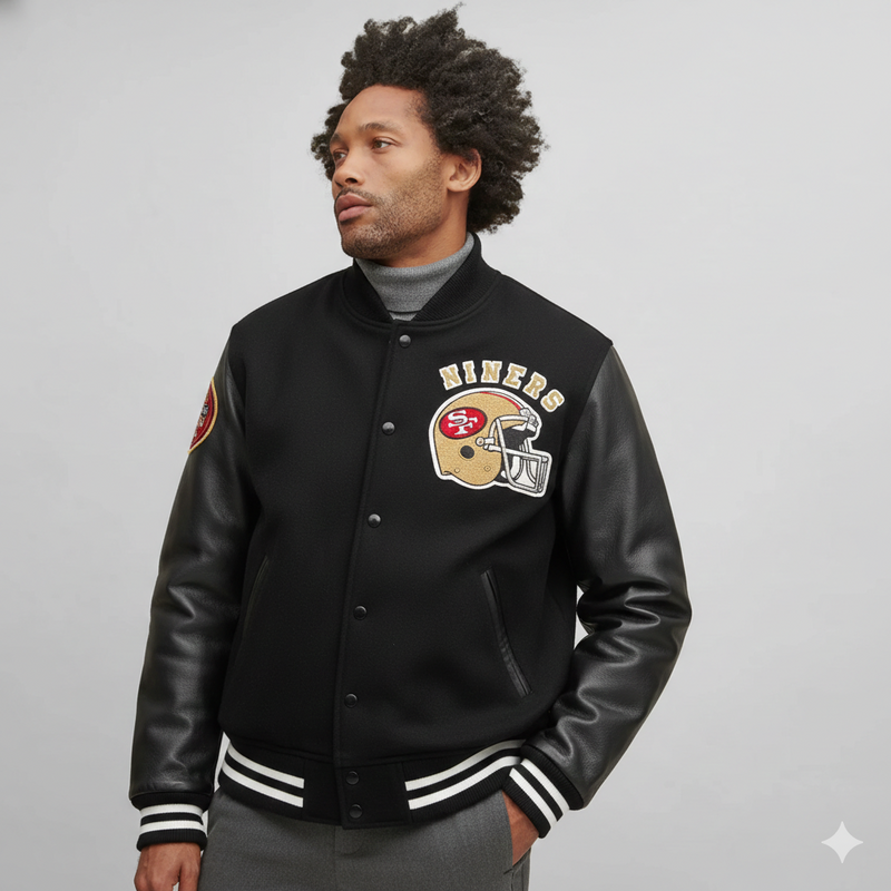 Blouson bomber universitaire pour hommes – Fans de football de San Francisco