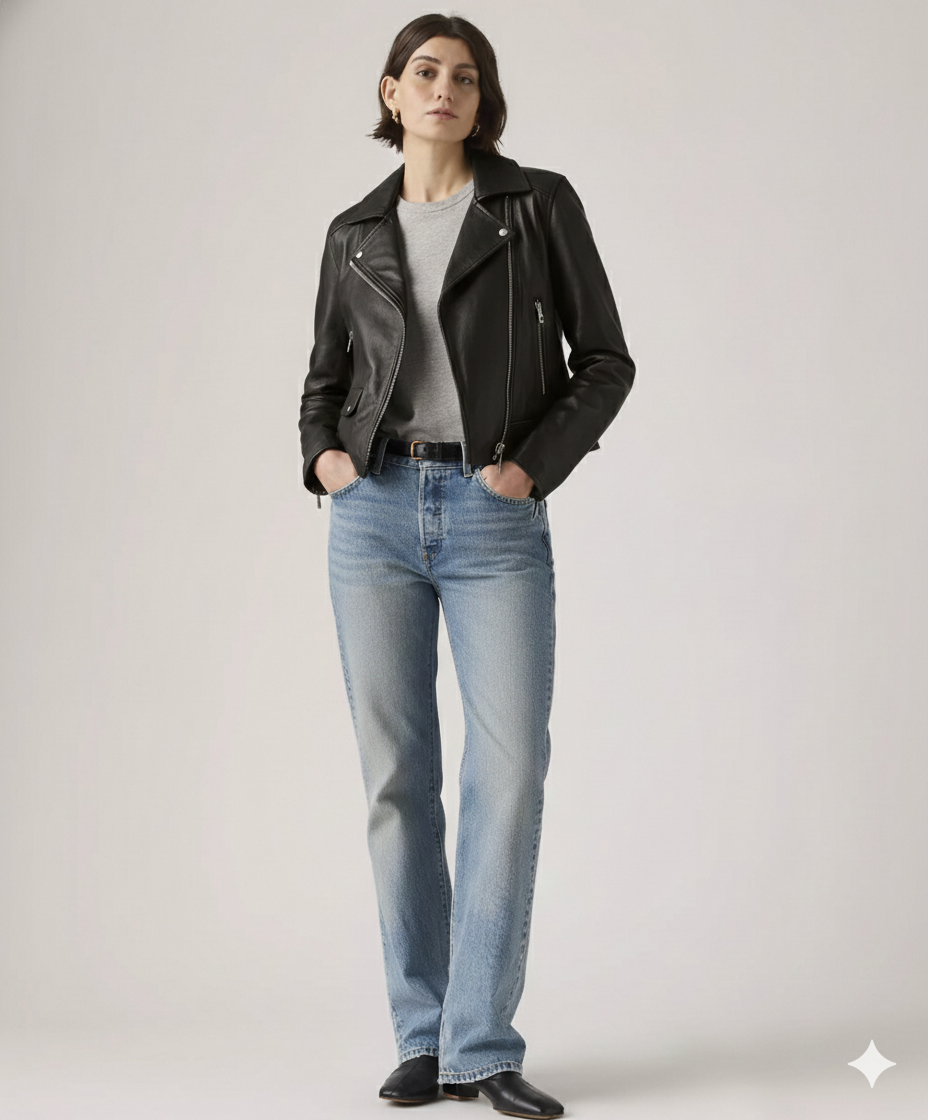 Women's Stella Classic Asymmetric Leather Moto Jacket