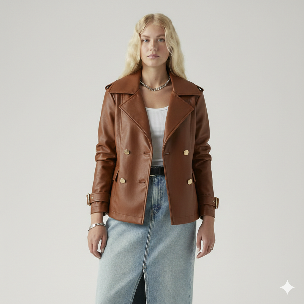 Blouson de motard femme en similicuir - York
