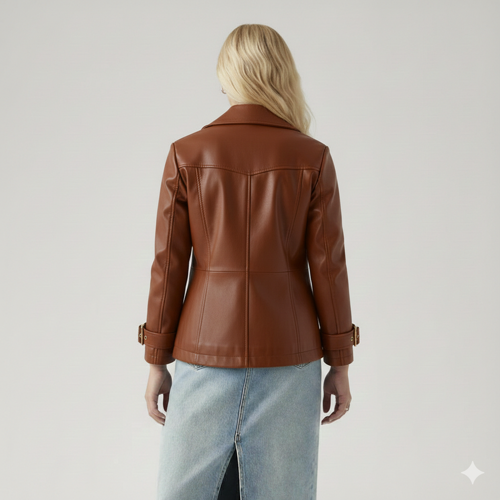 Blouson de motard femme en similicuir - York