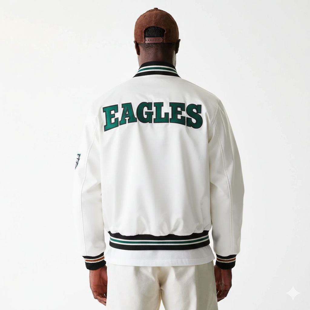 Blouson universitaire Renegade Philadelphia pour homme | Blouson aviateur style universitaire Eagles