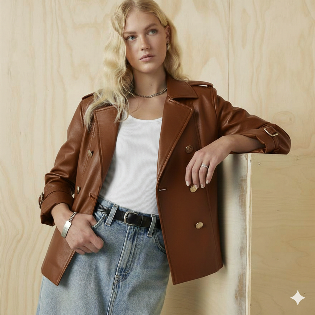 Blouson de motard femme en similicuir - York