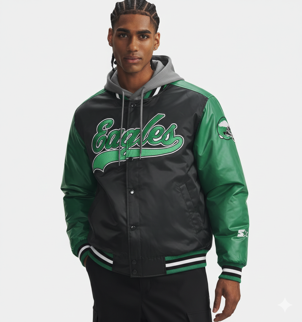 Blouson universitaire Renegade Philadelphia pour homme | Blouson aviateur style universitaire Eagles